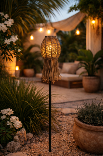 ibiza solar lamp, solar hanglamp tuin, boho buitenlamp, jute solar lamp, solar verlichting tuin, ibiza tuinlamp, buitenlamp zonne energie